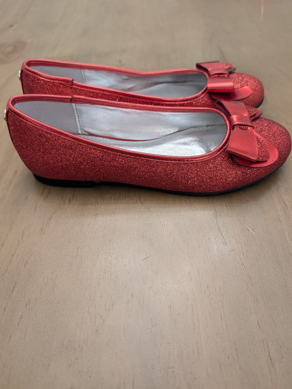 Nina Red Glitter Bow Ballerina Flats Little Girl Size 3 NWOT Never Worn - Picture 4 of 5